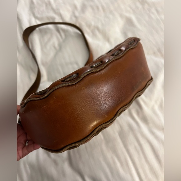 Vintage Leather Western Brown Leather Cowboy Shoulder Bag Purse Hippie Festival - Picture 3 of 11